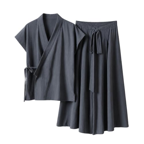 Conjunto de chaleco contra el calor con pantalón transpirable de algodón estilo chino 3