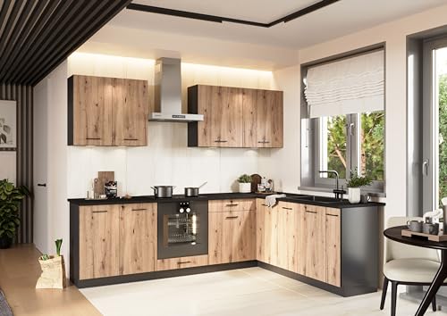 Genérico Cocina en L Completa Color Roble 200 y 260 cms Gama Media ref-41