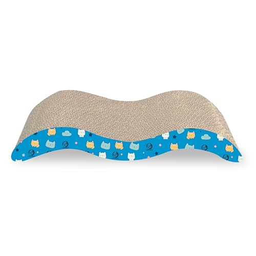 Image of Foodie Puppies 2-in-1 Reversible Cat Scratcher Pad with Catnip for Cats & Kittens, (Breaker) | Durable Corrugated Cardboard Cat Scratch Post for Furniture Protection (44cm x 23.5cm x 8cm)