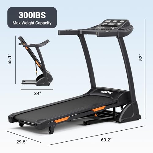 Image of THERUN Incline Treadmill, Treadmills for Running and Walking, 400 lbs Weight Capacity Folding Treadmill with 0-16% Auto Incline, Wide Belt, 4.0 HP, App, Heart Rate