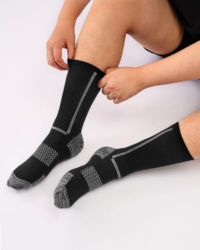 Niorasen Socken Herren, Gepolstert Atmungsaktive Wandersocken Sportsocken, Baumwolle Crew Tennissocken Arbeitssocken Laufsocken 5 Paar 6