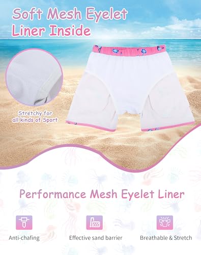 UPTRIS Girls Swim Shorts Beach Girl Board Shorts with Liner Quick Dry Toddler Baby Girls Swimming Trunks with Pockets 16M-14T2