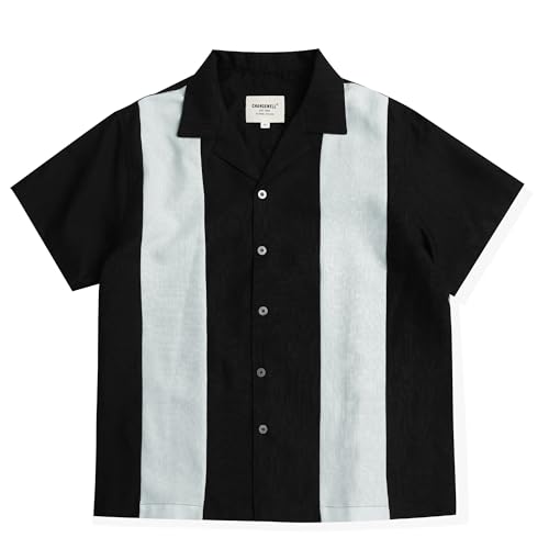 CHANGE WELL メンズ ボウリングシャツ 半袖 ブラック L