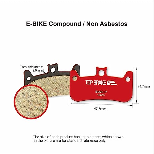 Top Brake BD20 Disc Bike Brake Pads for Formula Cura 4 (Performance (Ceramic compound)-Red), Red/Gold, W:43.8 H:24.7mm - Image 4