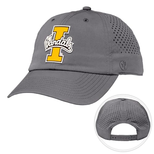 Desert Cactus University of Idaho Snapback Baseball Hat, UI Vandals Unstructured BreezePro Performance Hat with Adjustable Silicone Strap (Design BP1-Dark Grey)