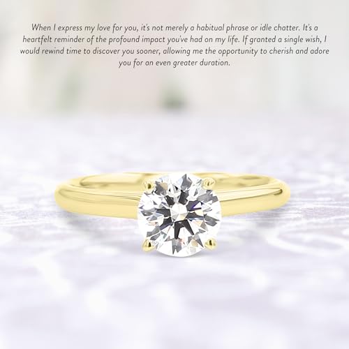 14K White and Yellow Gold Lab Grown Diamond Solitaire Engagement Ring for Women, 4 Prong Rings for Wedding and Valentine Gift 0.25 to 2 Carat TW (F-G Color, VVS-VS Clarity)3