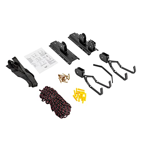 Froulaland Fietslift met katrol, Bike Lift Strong fietshouder, plafondhouder voor fietsen en e-bikes, tot 60 kg, set van 2, plafondlift, fietswandhouder, om op te hangen, plafondmontage, zwart - Afbeelding 5