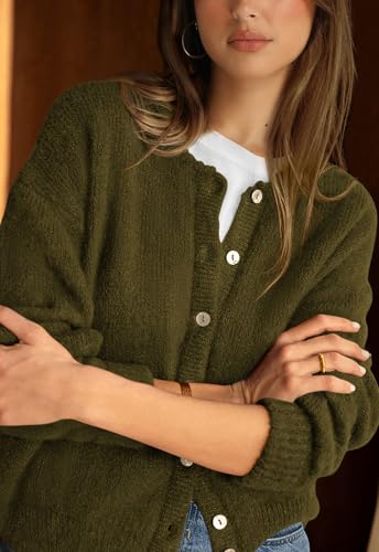 Image of PRETTYGARDEN Long Sleeve Crewneck Button Down Womens Sweaters Fall Open Front Chunky Cardigan Sweaters for Women 2026