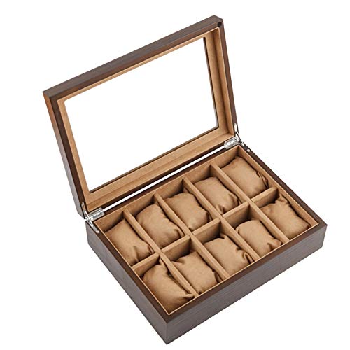 10 Slot Watch Display & Aufbewahrungsbox, for Männer & Frauen, Leder-Uhr-Organizer, Display-Glas-Top-Schmuck-Fall-Organisator, for saubere Raum