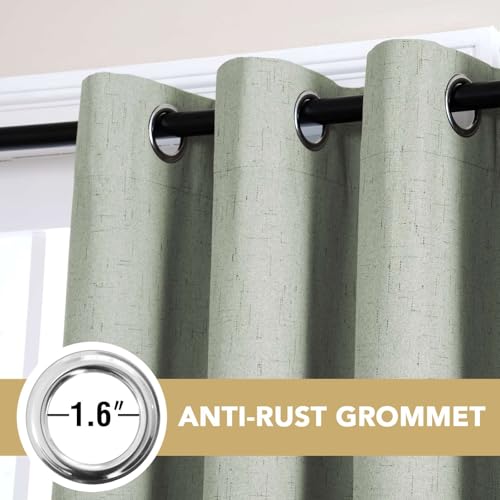Image of H.VERSAILTEX 100% Blackout Curtains for Bedroom 84 Inches Long Grommet Linen Face Full Light Blocking Curtain Drapes for Living Room Thermal Linen Look Curtains 2 Panels Set, 52 inch W x 84 inch L, Sage