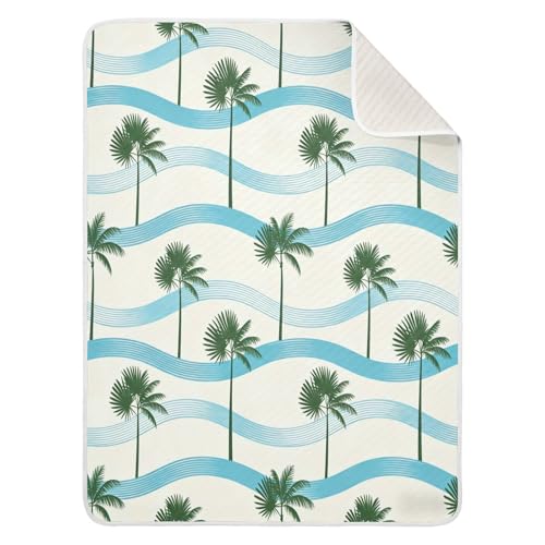 Couverture Minky palmier pour poussette et balades d'été de bébé