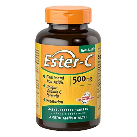 Ester-C Vitamin C 500 mg Coated Tablets, Immune System Booster, Stomach-Friendly Supplement, 225 Count Cover