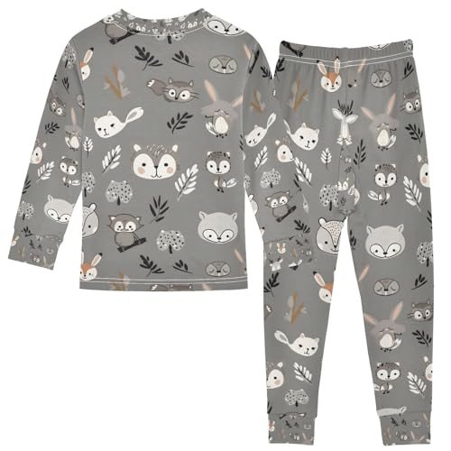 senya Grey Squirrel Head Pajamas Set Long Sleeve Soft Cotton Sleepwear 2 Piece2