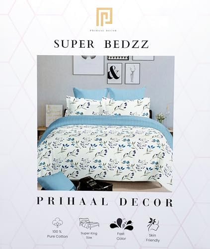 Image of Super Bedzz by Prihaal Decor Cotton Double Size Bedsheet with 2 Pillow Cover Size:108x108 (Blue 5) bedsheet for Double Bed, Cotton Double bedsheet, Suitable for Bedroom, Gift Set