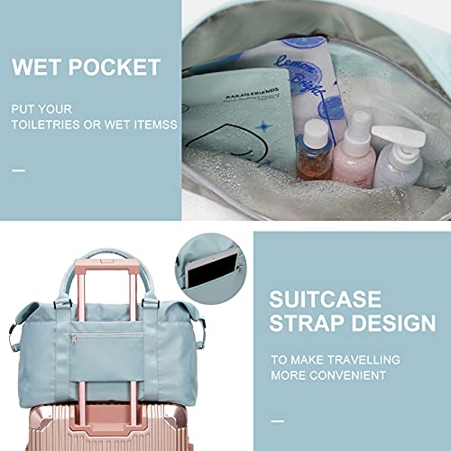 Womens Travel Bags, Weekender Carry On For Women, Sports Gym Bag With Wet Pocket, Workout Duffel Bag, Overnight Shoulder Bag Fit 15.6 Inch Laptop Large Blue #TOP3
