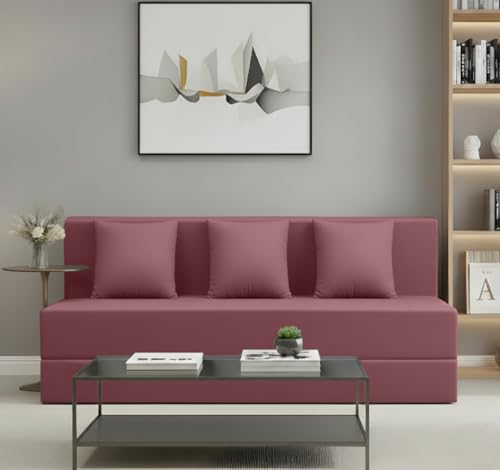 Image of AMATA Instant 3 Seater Foldable Sofa Cum Bed Move Suede Velvet Fabric with 2 Pillow Perfect for Home Living Office Room and Guests (3 Year Warranty) (Move, Instant 3 Seater Sofa Cum Bed)