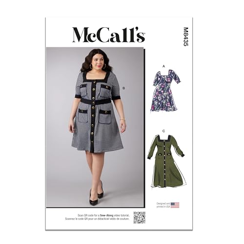 McCall's Women's Button Front Knit Dresses Sewing Pattern Kit, Design