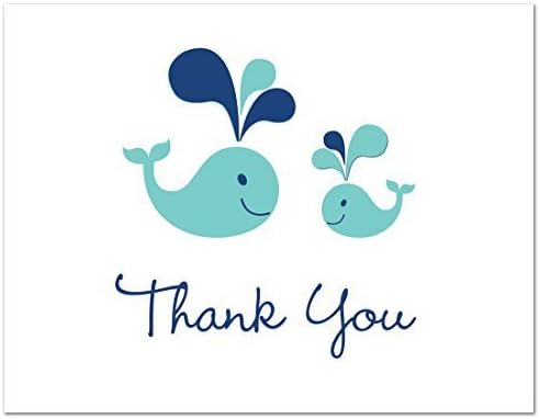 MyExpression.com 50 Cnt Teal Whale Splash Baby Shower Thank You Cards