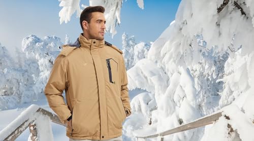Image of QPNGRP Mens Waterproof Fleece Ski Jacket Windproof Winter Snow Coat