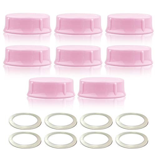 Image of Maymom Solid Lids with Sealing Ring for Standard Sized Bottles; Bottles Lids Compatible with Medela Bottles, Ameda, and Small Sized Nuk, Playtex, Gerber Bottles; 8pc (Pink)