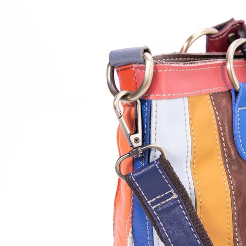Image of Multicolored Floral Pattern Tote Handbags Leather Shoulder Crossbody Bags for Ladies Patchwork Colorful backpack