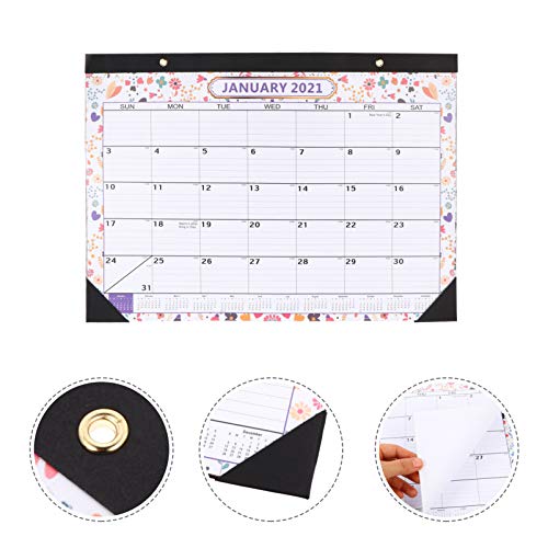 BESPORTBLE 2021 Calendário de parede mensal para pendurar na parede, calendário de parede, estampa d