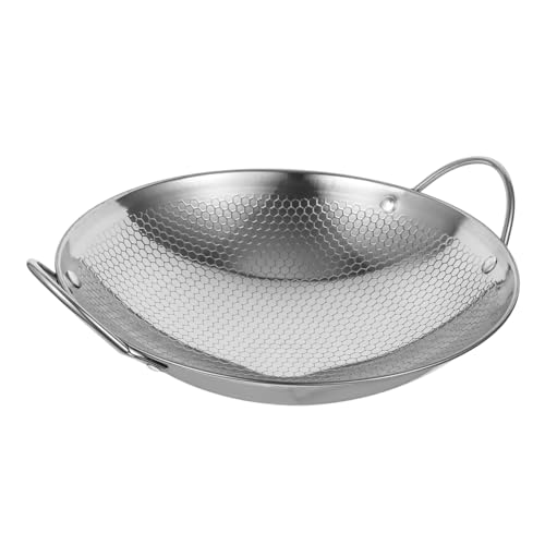 SOLUSTRE 1 PC Stainless Steel Honeycomb Outdoor Seafood Pot with Double Handles Ramen Cooking Pot for Easy Transfer and Safety