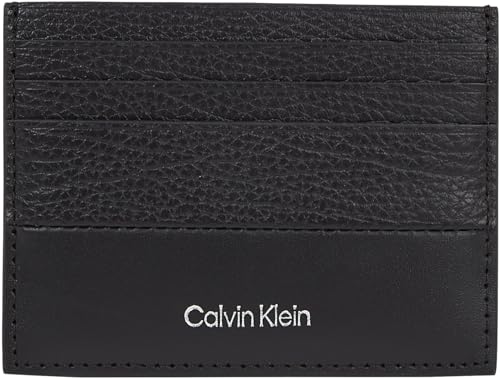 Calvin Klein Herren Kartenetui Subtle Mix Cardholder aus Leder, Schwarz (Black Grain/Smooth), Einheitsgröße