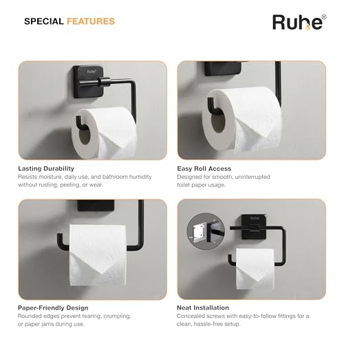 Image of Ruhe Canis Toilet Paper Holder for Bathroom | 304-Grade Stainless Steel | Toilet Tissue Roll Stand | Bathroom Accessories, PVD Coating