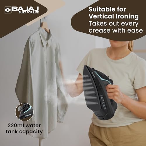 Bajaj MX 45 Steam Aluminium Soleplate Iron | 2000 Watts Power For Faster Ironing | Non Stick German Coated Technology | 220 Ml Water Tank Capacity | 2-Yr Warranty 【Black & Grey】 - Image 6