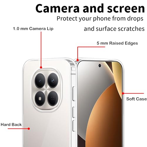 Image of Amazon Brand - Solimo Compatible with Redmi Note 15 Pro 5G Case Cover Transparent Non-Slip Hard PC Shockproof Bumper Protective Back Cover - Clear