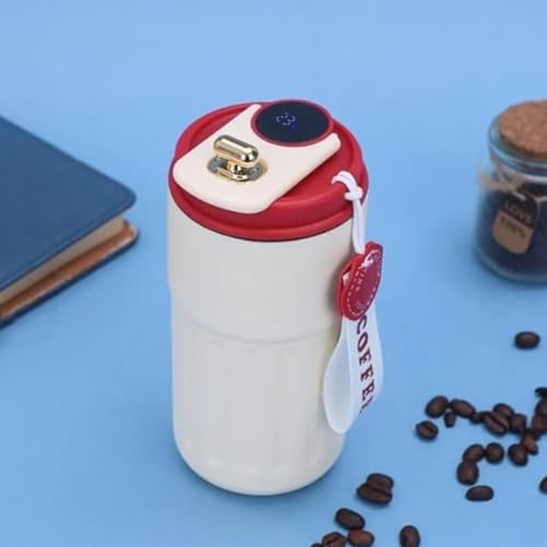 Image of SKDBPM Personalized Stainless Steel Tumbler with Handle, 500ml Capacity, Black Insulated Travel Mug with Straw, Custom Name Design (Coffee Custom RED)