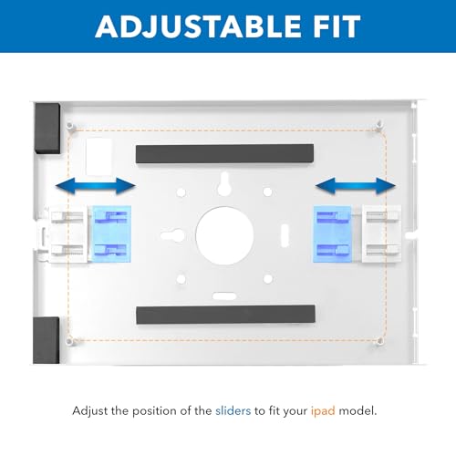 Image of Mount-It! Anti-Theft iPad Kiosk Wall Mount, Lockable Low-Profile, White | Steel Enclosure for Retail & Commercial Use, iPad Gen 7-11 (A16), Pro & Air, 75x75 VESA Flush Tablet Mount