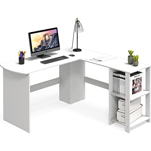 Shw L-Shaped Home Office Wood Corner Desk, White #TOP3