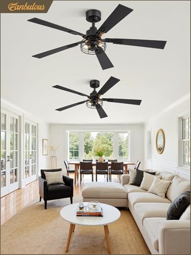 Fanbulous 48 Inch Caged 6-Speed Farmhouse Style Ceiling Fan (2 Pack) w/ 2 E12 Light Bulb Sockets - image 8