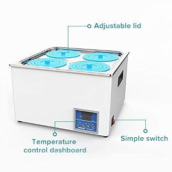 JOANLAB Digital Water Bath Heater Thermostatic Water Bath for lab use, 4 Openings | 12L Capacity | 800W