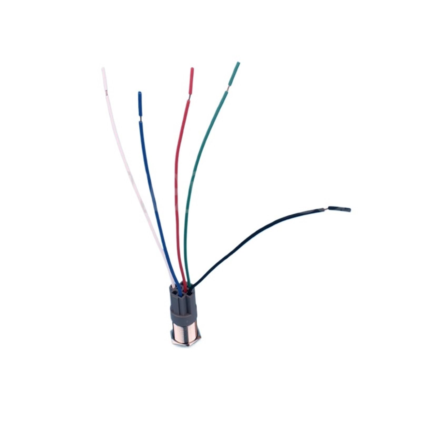 16 mm pierścień LED podświetlany IP67 ON-OFF zatrzaskowy metalowy przełącznik przyciskowy z wiązką przewodów 150 mm IDGTTLDF (12 V biała dioda LED, 36 V)
