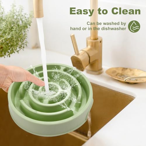 Slow Feeder Dog Bowls, Silicone Dog Bowl with Anti-Slip, Slow Feeder & Non-Slip Design, Boredom and Anxiety Reducer, Suitable for All Breed Dogs and Cat (Green) - Image 6