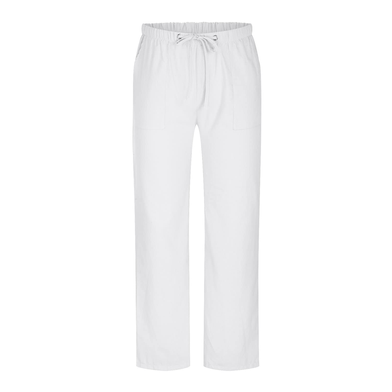 Plus Size Linen Pants Men Big and Tall Straight Leg Pants Drawstring Elastic Waist Lounge Pants Summer Dress