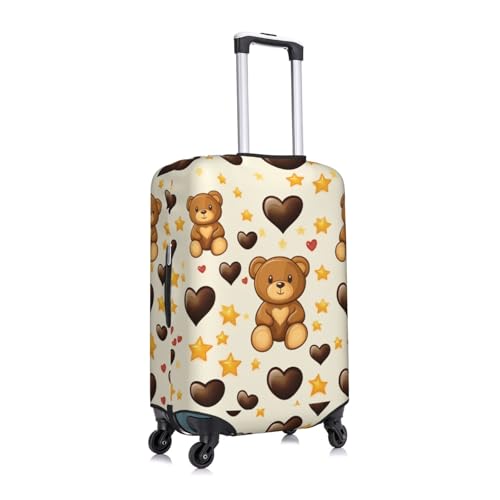 Brown Teddy Bear Hearts Stars Luggage Cover Suitcase Cover Protector Travel Suitcase Cover3