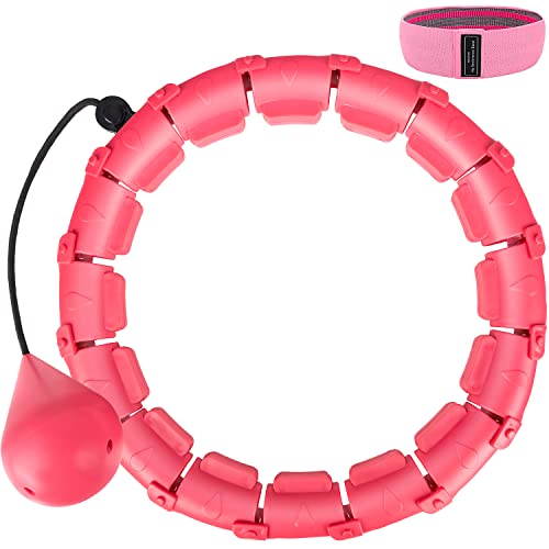 Smart Weighted Hoop, Fitness Weight Loss Hula Weighted Hoops,24 Detachable Hula Weighted Hoops and 1 Yoga Elastic Band for Adults and Beginners