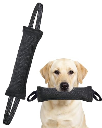 Fokroin Mordedor Perro, 1pieza, 30 cm, Negro, Bite Tug Juguete para Perro con 2 Asas Resistentes, Interactivos Juguete Duradero para Tirar del Perro de Entrenamiento, para Perros pequeños y medianos