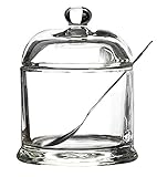 Glass Sugar Bowl Spice Jar Seasoning Pot with Lid And Stainless Steel Spoon