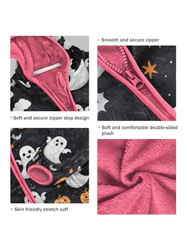 Halloween Cute Ghosts Pumpkins Girls Fleece Jacket Girls Jacket Girl Coats Zip Up Hoodie Children Outerwear 2-3T3