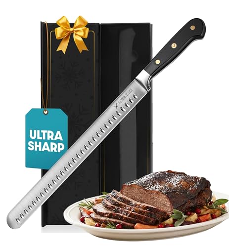 Brisket Slicing Knife – 12" Brisket Knife, BBQ, Grilling Gifts For Men – Razor Sharp German Steel, Full Tang, Ergonomic Handle