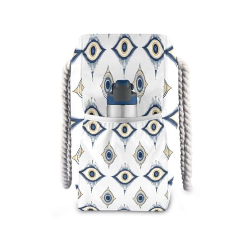 Blue and Back Evil Eye Beach Bag & Travel Tote Bag Large Sandproof with Zipper Closure, Wet Pouch for Swim Gym Travel3