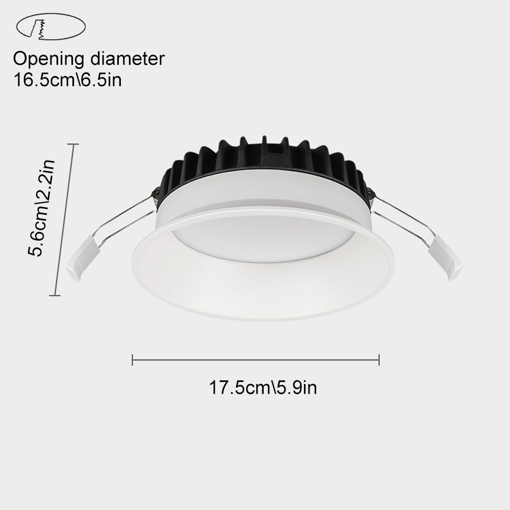 5.9″ Foco empotrable LED de Techo, Redondo, direccional, para Sala de Estar, Dormitorio, Oficina, Carcasa de Aluminio