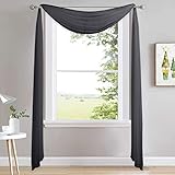NICETOWN Extra Long Black Scarf - Voile Textured Sheer Drapery Dirt-Proof Window Treatment for...