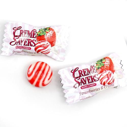 Cream Savers Strawberries & Cream, 6.25 Ounce Bag (Pack of 2), Individually Wrapped Hard Candy, Strawberry Candy, The Hampton Candy Company