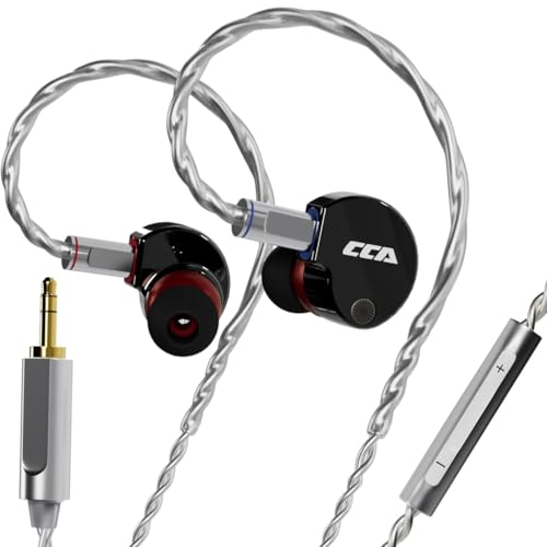 Image of CCA Concept Kart Phoenix Dual Magnet Dynamic Driver IEMs, 10mm LCP Diaphragm, Harman-Tuned, Silver-Plated Detachable Cable, Wired in-Ear Monitors for Studio (DrkGrey-3.5-Mic)